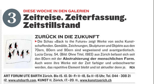 Schweizer Illustrierte DIE BESTEN: Galerie ART FORUM UTE BARTH Z�rich, Schweiz