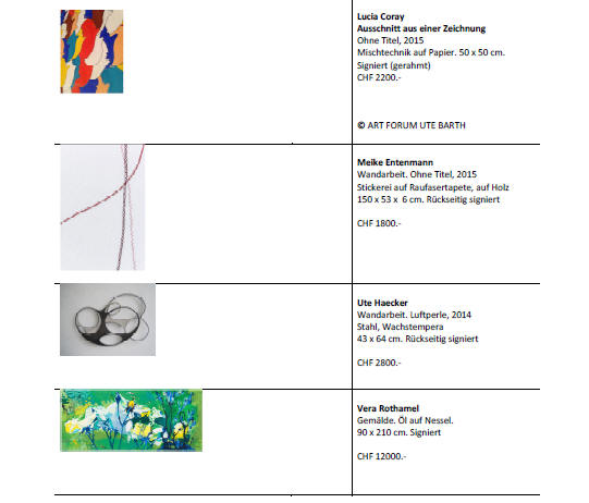 Bilder zur Pressemeldung KUNST 15 Z�RICH Galerie ART FORUM UTE BARTH Stand G2